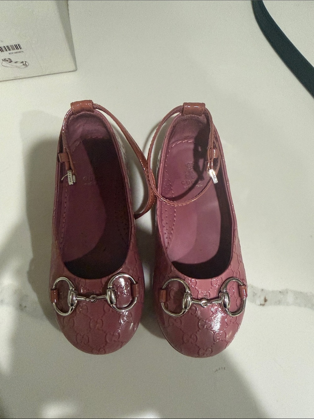 Gucci Girls Mauve Patent Leather Horsebit Mary Janes